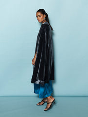 Marion silk blend velvet cape - Carbon