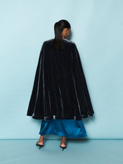 Marion silk blend velvet cape - Carbon