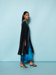 Marion silk blend velvet cape - Carbon