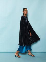 Marion silk blend velvet cape - Carbon
