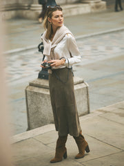 Marsha suede skirt - Khaki | NRBY Clothing