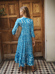 Maryam blurred ikat print dress