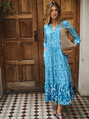 Maryam blurred ikat print dress