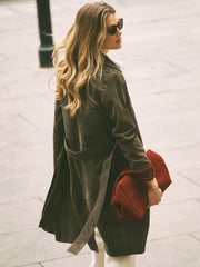 Maxine suede coat - Khaki | NRBY Clothing