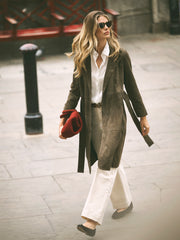 Maxine suede coat - Khaki | NRBY Clothing