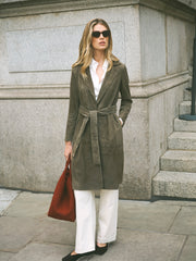 Maxine suede coat - Khaki | NRBY Clothing