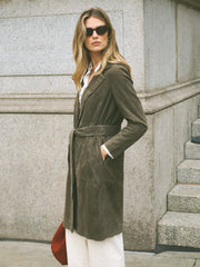 Maxine suede coat - Khaki | NRBY Clothing