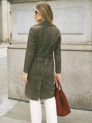 Maxine suede coat - Khaki | NRBY Clothing