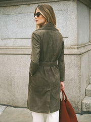 Maxine suede coat - Khaki | NRBY Clothing