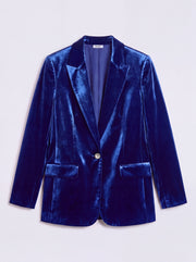 New May silk blend velvet jacket - Lapis Blue | NRBY Clothing