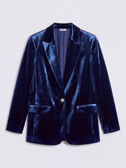 New May Silk Blend Velvet Jacket - Midnight