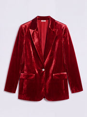 New May Silk Blend Velvet Jacket - Red