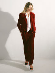 New May silk blend velvet jacket - Red | NRBY Clothing