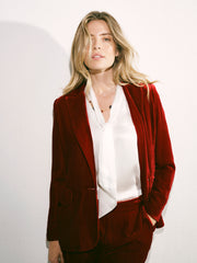 New May silk blend velvet jacket - Red | NRBY Clothing