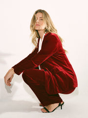 New May silk blend velvet jacket - Red | NRBY Clothing