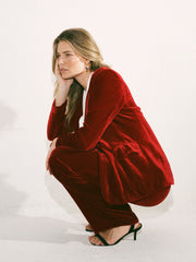 New May silk blend velvet jacket - Red | NRBY Clothing