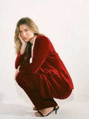 New May silk blend velvet jacket - Red | NRBY Clothing