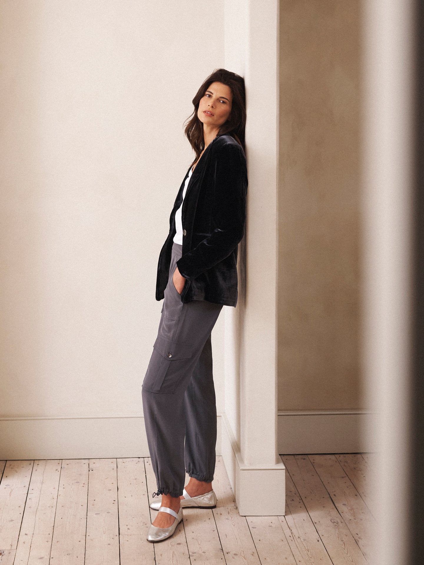 Becca silk cargo pant - Carbon