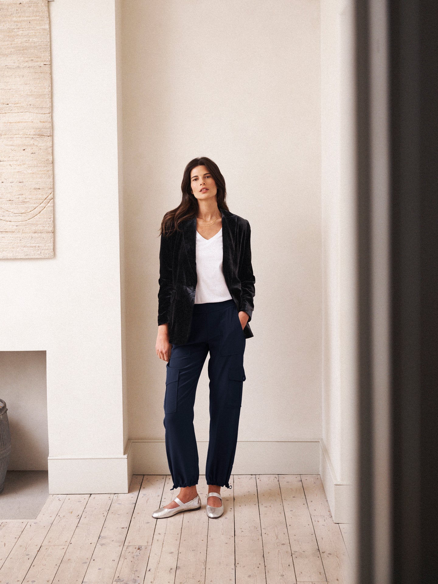 Becca silk cargo pant - Navy