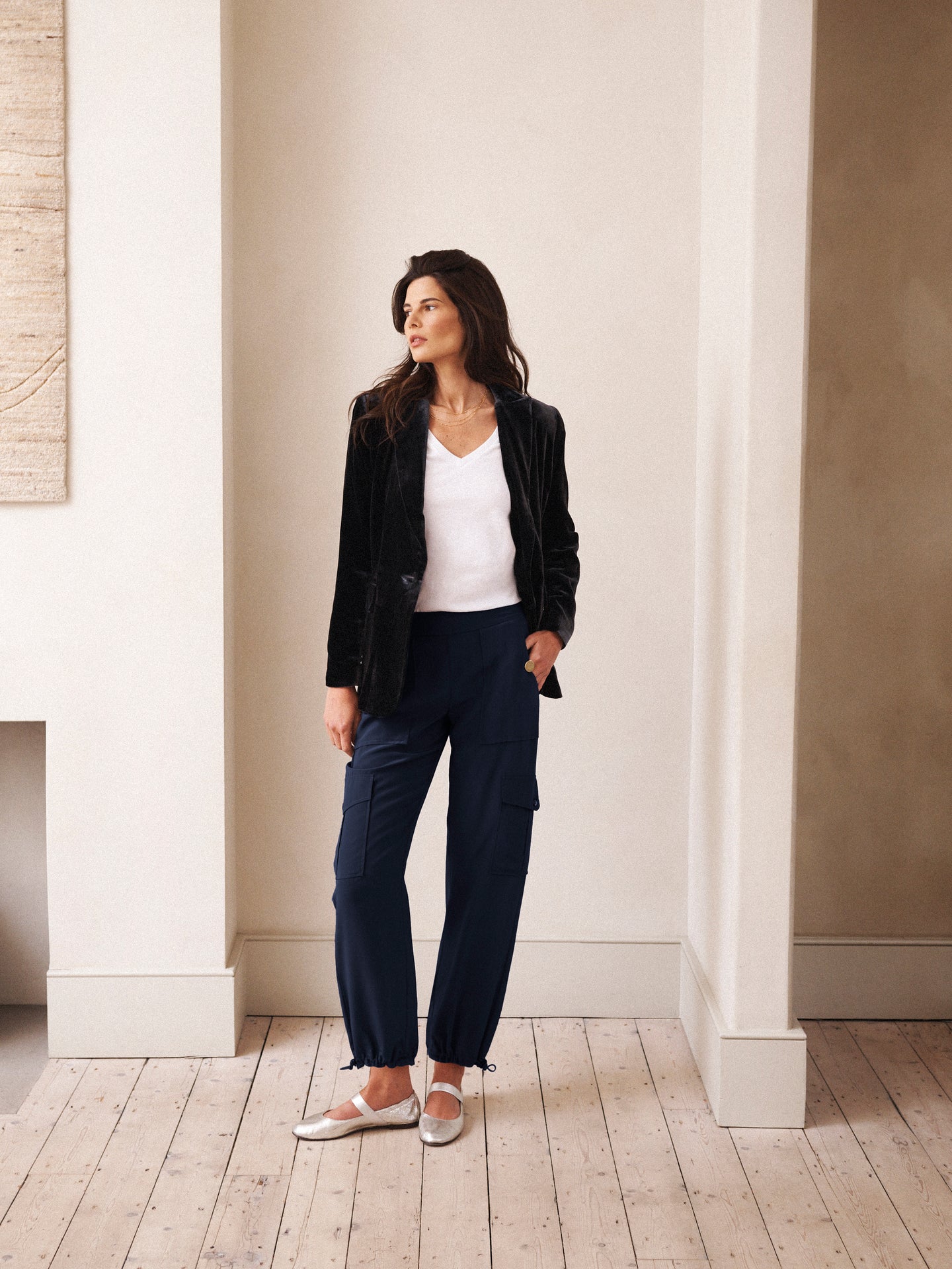 Becca silk cargo pant - Navy