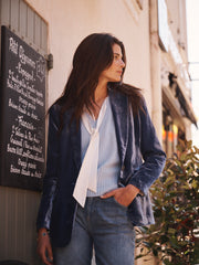 New May silk blend velvet jacket - Denim Blue