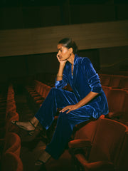 New May silk blend velvet jacket - Lapis Blue | NRBY Clothing
