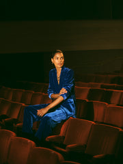 New May silk blend velvet jacket - Lapis Blue | NRBY Clothing