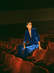 New May silk blend velvet jacket - Lapis Blue | NRBY Clothing