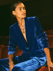 New May silk blend velvet jacket - Lapis Blue | NRBY Clothing