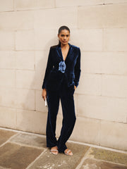Velvet Blazer & Velvet Palazzo Trouser Suit - Midnight