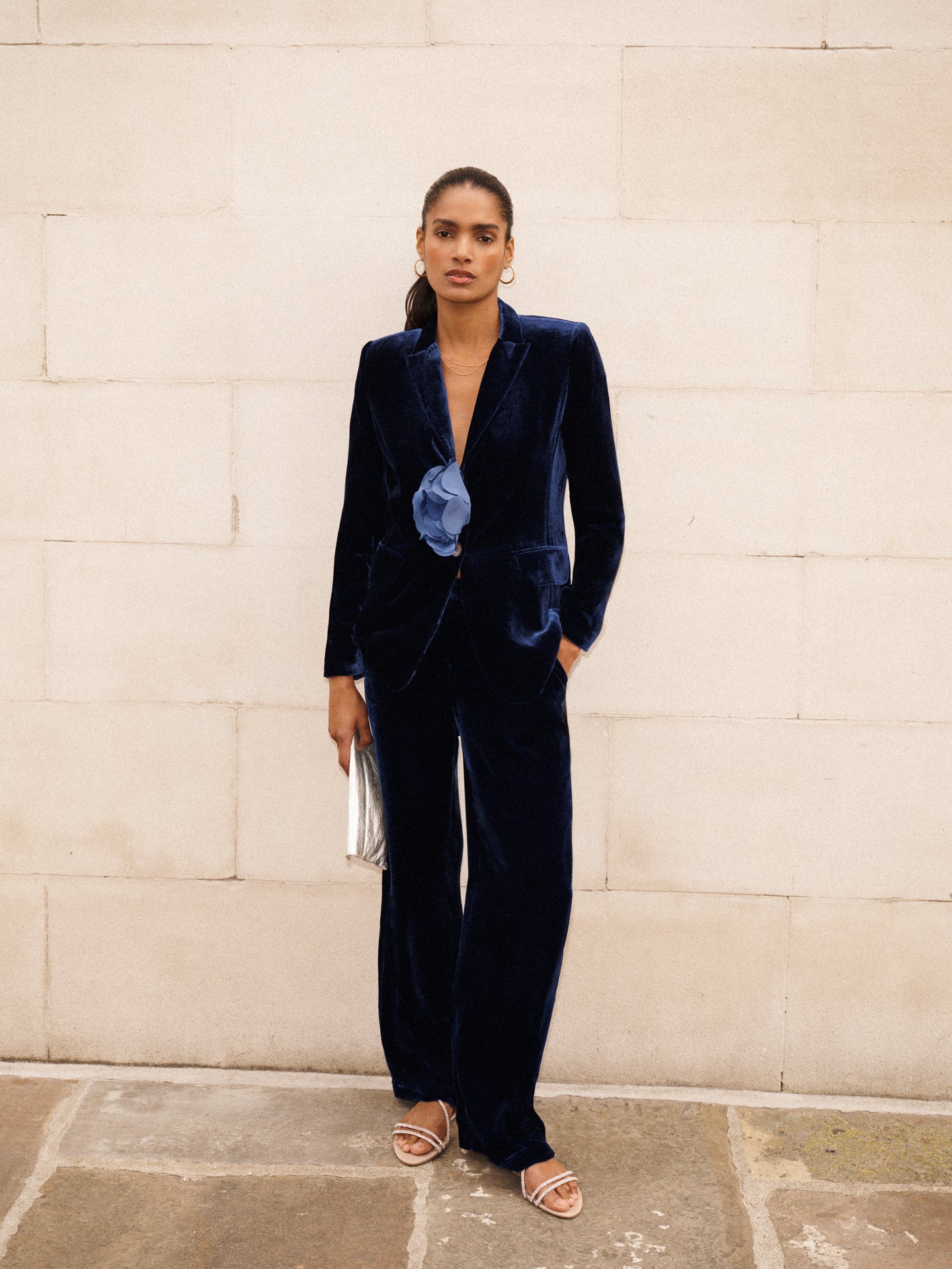 Thea silk blend velvet trouser - Midnight