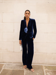 Thea silk blend velvet trouser - Midnight