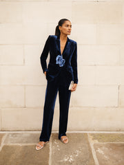 Thea silk blend velvet trouser - Midnight