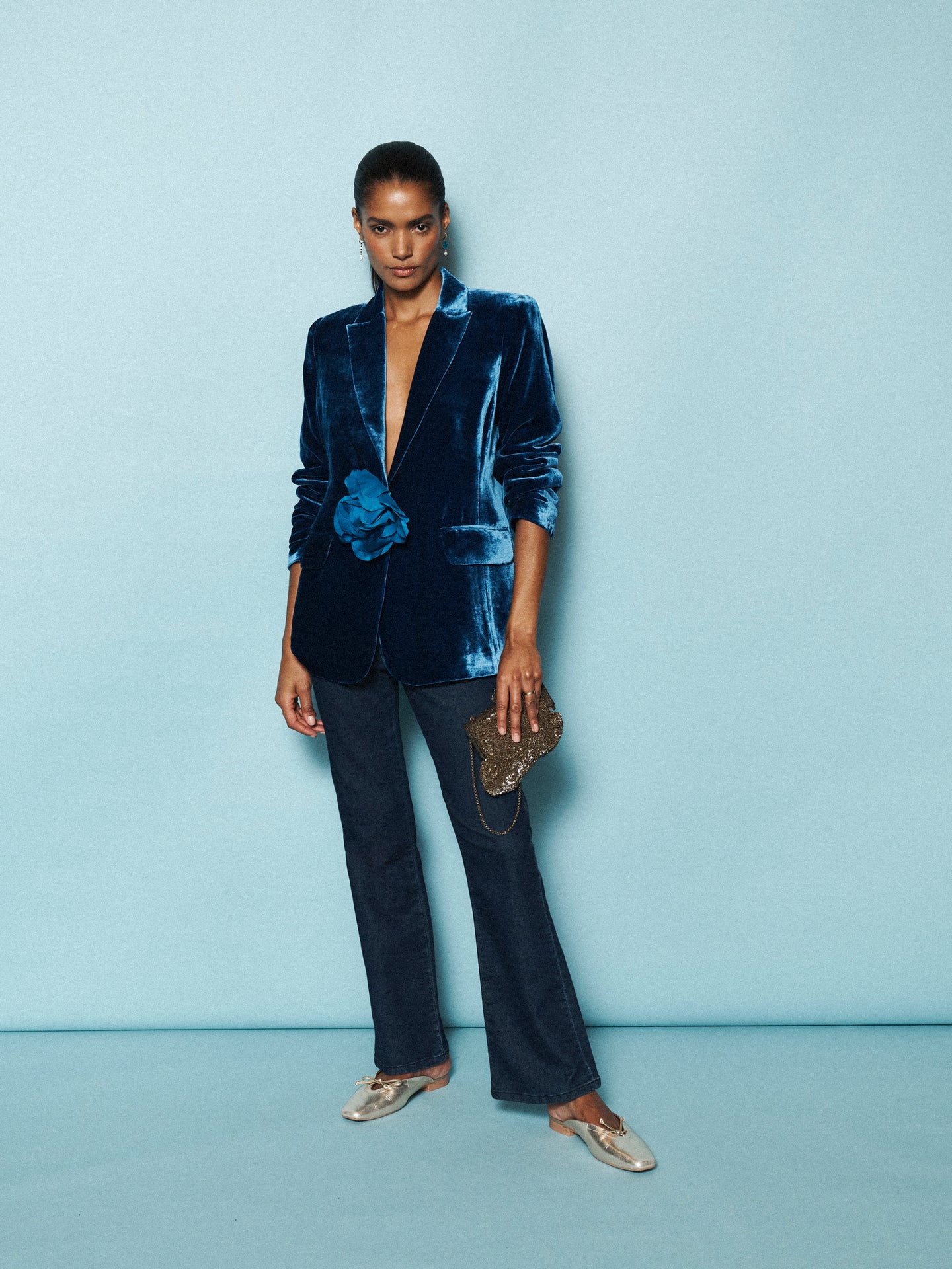 New May silk blend velvet jacket - Peacock