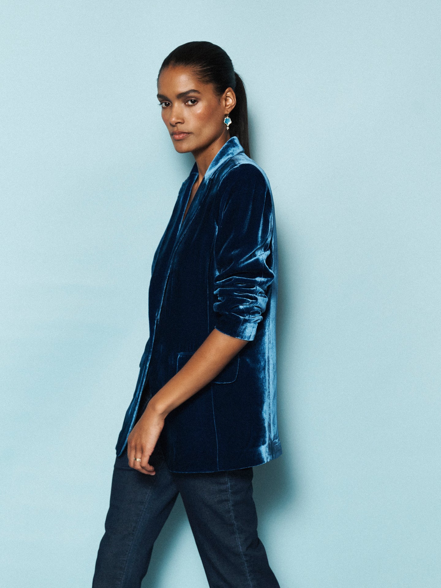 New May silk blend velvet jacket - Peacock