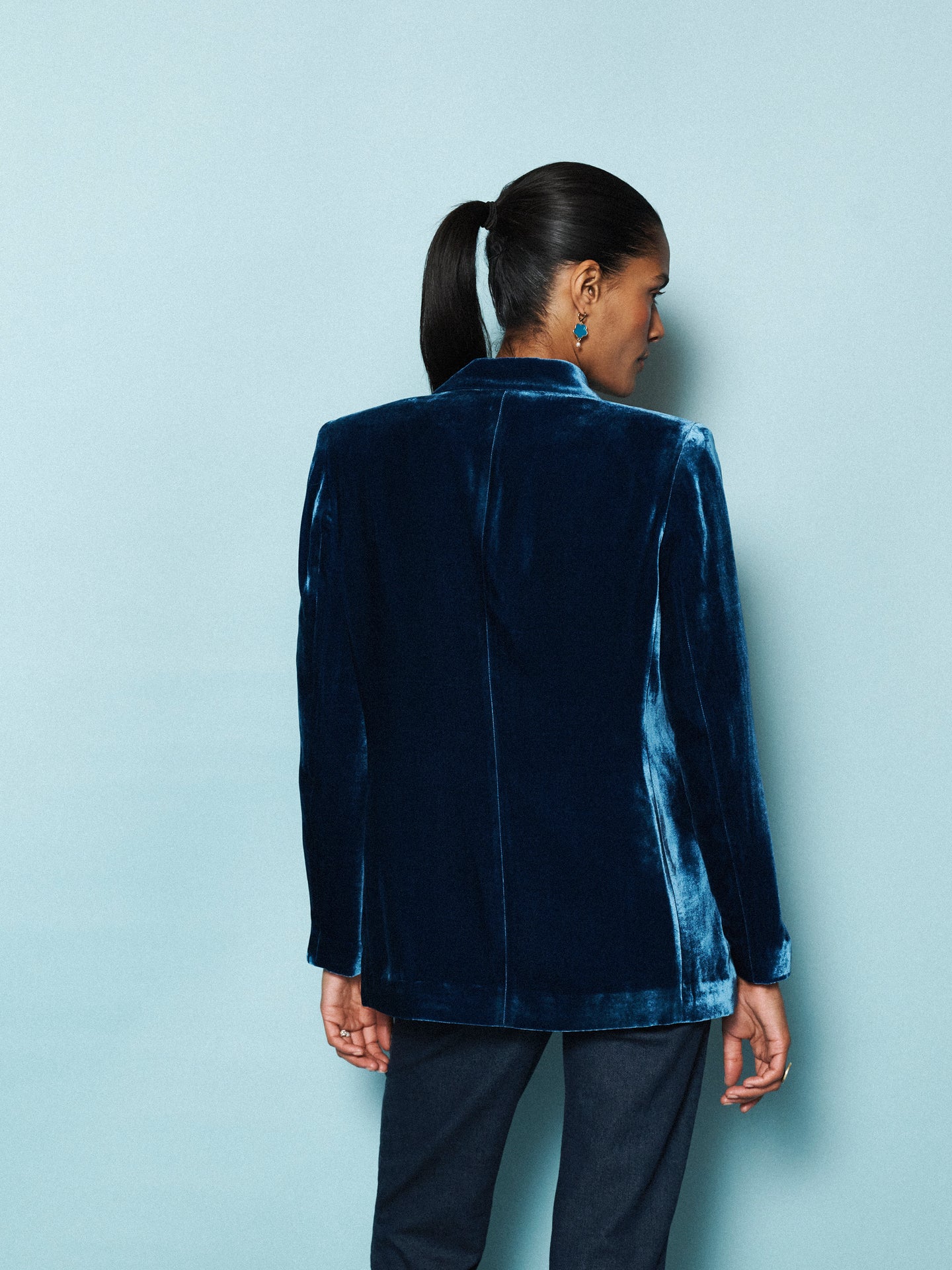 New May silk blend velvet jacket - Peacock
