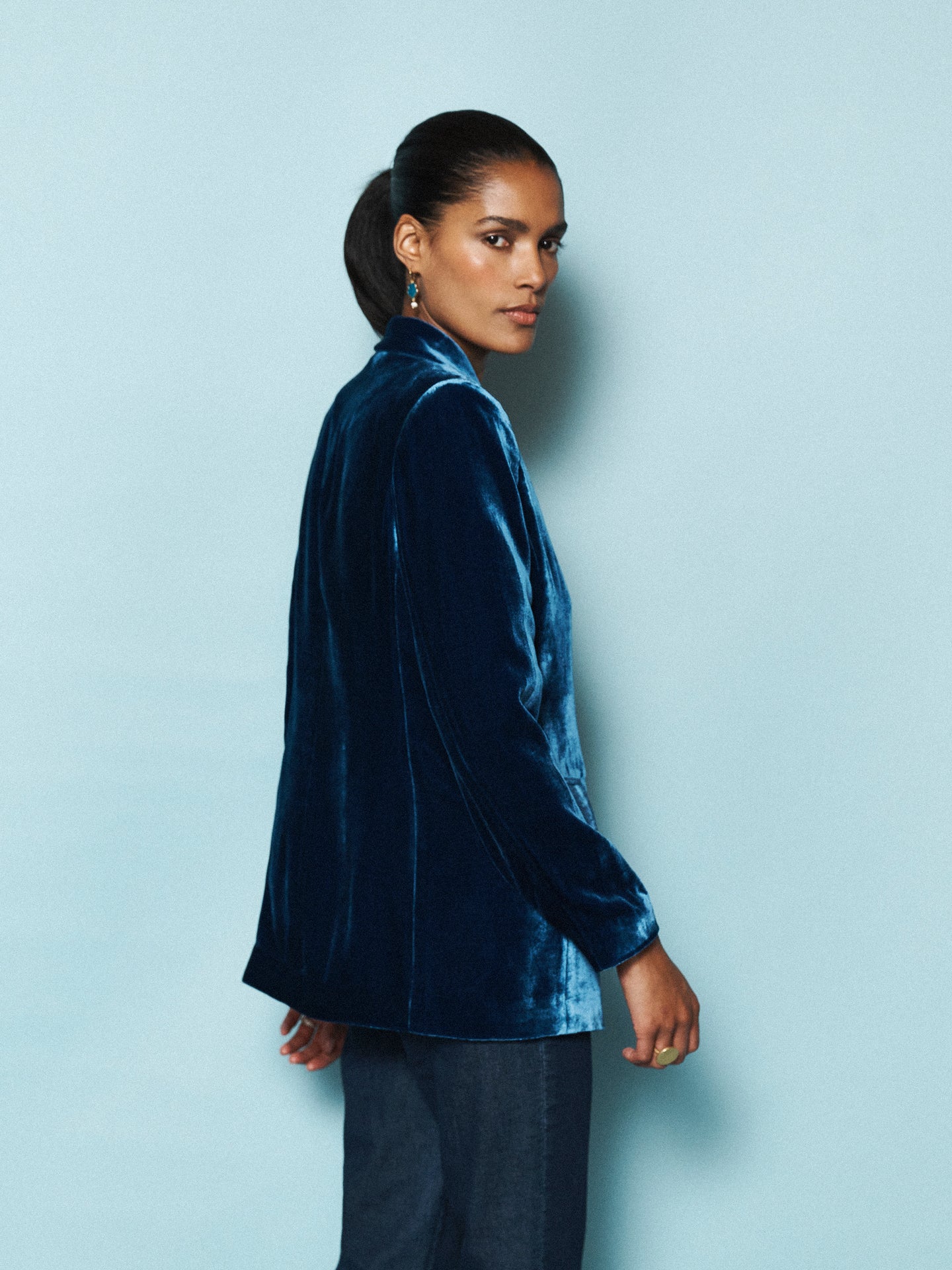 New May silk blend velvet jacket - Peacock