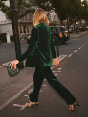Thea silk blend velvet pinstripe trouser - Forest Green | NRBY Clothing
