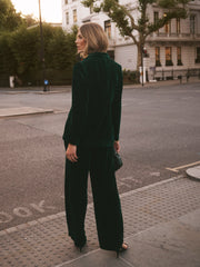 New May Silk Blend Velvet Pinstripe Jacket - Forest Green