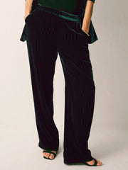 Thea silk blend velvet pinstripe trouser - Forest Green | NRBY Clothing