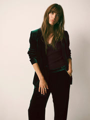 New May silk blend velvet pinstripe jacket - Forest Green