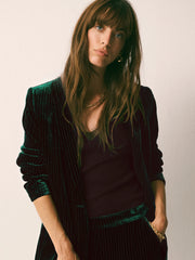 New May silk blend velvet pinstripe jacket - Forest Green