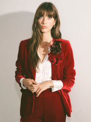 New May silk blend velvet jacket - Red | NRBY Clothing