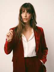 New May silk blend velvet jacket - Red | NRBY Clothing