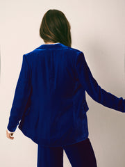 New May silk blend velvet jacket - Lapis Blue | NRBY Clothing