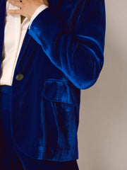 New May silk blend velvet jacket - Lapis Blue | NRBY Clothing