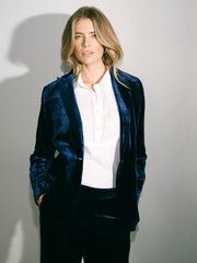 New May Silk Blend Velvet Jacket - Midnight