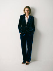 Thea Silk Blend Velvet Trouser - Midnight