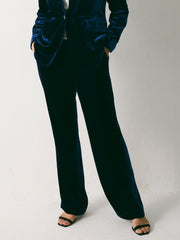 Thea Silk Blend Velvet Trouser - Midnight