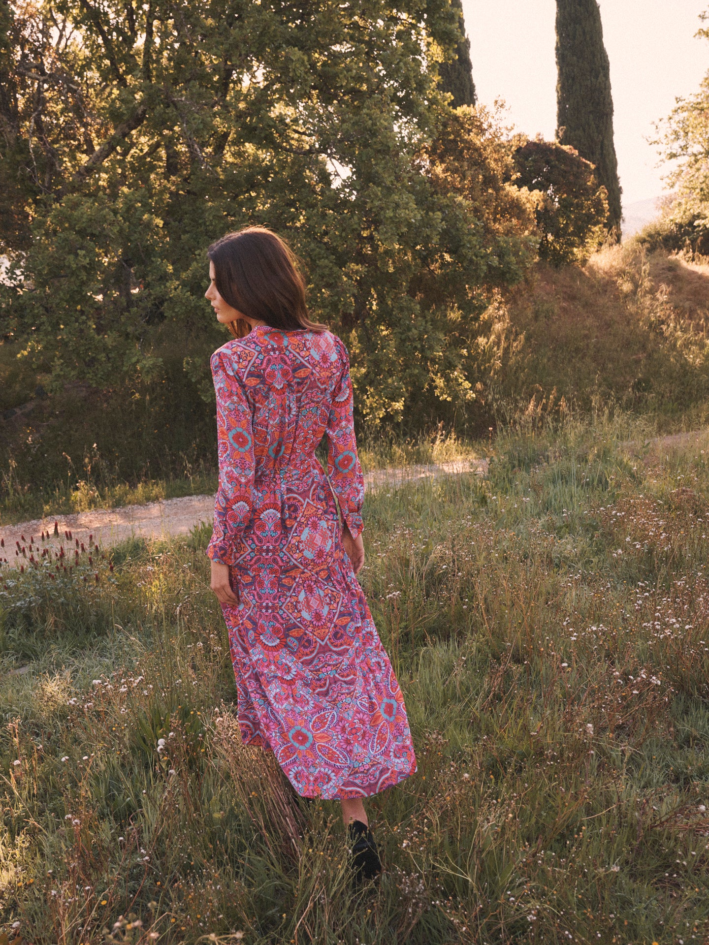 Melissa square paisley printed maxi dress